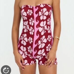 Benoa Swim Red and Pink Floral Jumpsuit